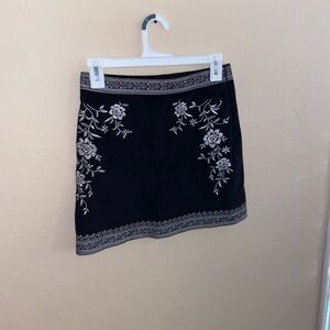 black floral Forever 21 bottoms y2k cute mini suede skirt grunge hipster dress